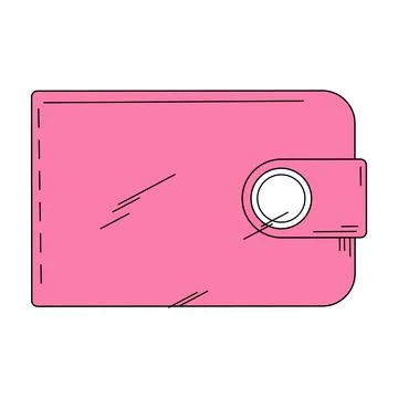Flat pink wallet icon. Simple doodle style for finance and banking designs Stock Illustration
