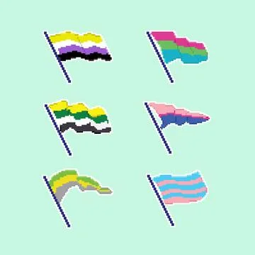 Flat pixel art pride month flags collection Stock Illustration
