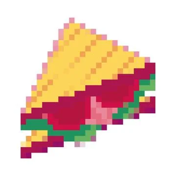 Flat pixelated sandwich slice イラスト素材