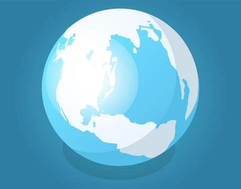Flat planet Earth. World Globe with continents seas and oceans. Mainlands on Stock Illustration