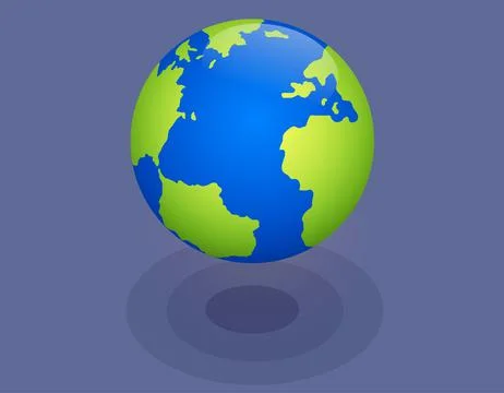 Flat planet Earth. World Globe with continents seas and oceans. Mainlands on Stock Illustration