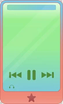 Flat player is floating on transparent background showing gradient screen, notch Stock Illustration