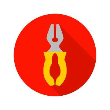 Flat Pliers Circle Icon Stock Illustration