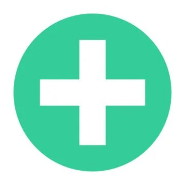 Flat plus icon addition circle sign button 스톡 일러스트