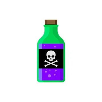 Flat poison bottle icon toxin. Poison silhouette venom chemical drink glass Stock Illustration