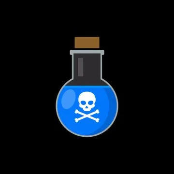 Flat poison bottle icon toxin. Poison silhouette venom chemical drink glass Stock Illustration