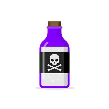 Flat poison bottle icon toxin. Poison silhouette venom chemical drink glass Stock Illustration