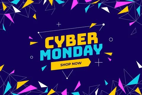 Flat polygonal cyber monday background Stock Illustration