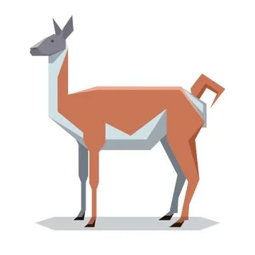 Flat polygonal Guanaco Stock Illustration
