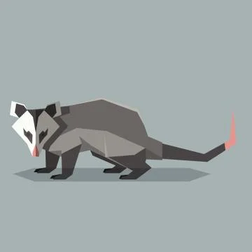 Flat polygonal Opossum Stock Illustration