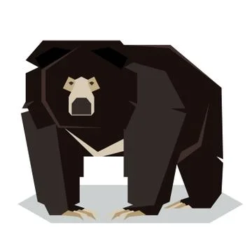 Flat polygonal Sloth Bear Stock Illustration