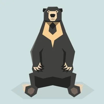 Flat polygonal Sun Bear Stock Illustration