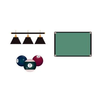 Flat pool, billiard objects - table, balls, lights イラスト素材
