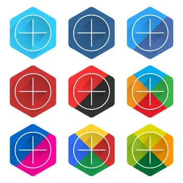Flat popular social network web hexagon icon Stock-Illustration