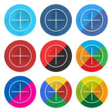 Flat popular social network web icon round button Illustrazione stock