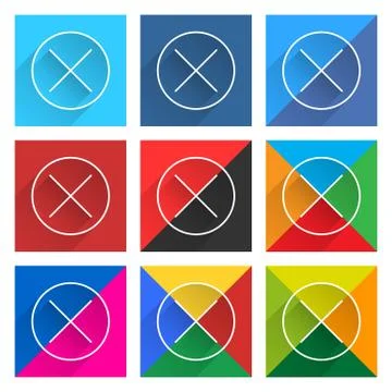 Flat popular social network web square icon delete Illustrazione stock