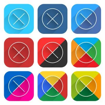 Flat popular social network web square icon delete Illustrazione stock
