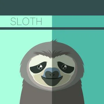 Flat postcard with Sloth Stock Illustration