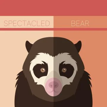 Flat postcard with Spectacled Bear Stock Illustration