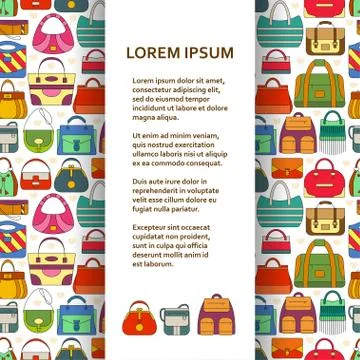Flat poster or banner template with hand bags Stock Illustration
