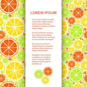Flat poster or banner template with citrus fruits Stock Illustration