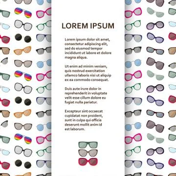 Flat poster or banner template with eyeglasses Stock Illustration