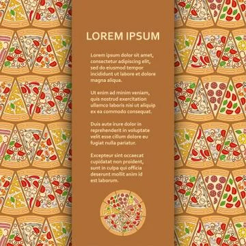 Flat poster or banner template with pizza pieces Stock Illustration