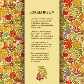 Flat poster or banner template with autumn pattern Stock Illustration