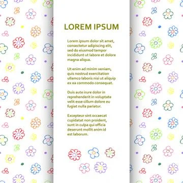 Flat poster or banner template with wax crayon drawing Stock Illustration