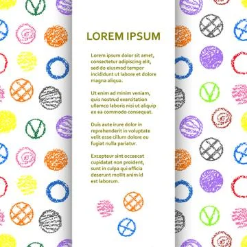 Flat poster or banner template with wax crayon drawing Stock Illustration