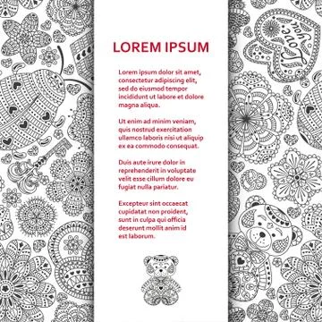 Flat poster or banner template with beautiful ornaments Stock Illustration