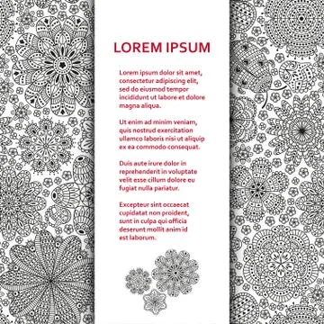 Flat poster or banner template with beautiful ornaments Illustrazione stock