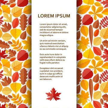Flat poster or banner template with autumn leaves Stock Illustration