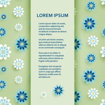 Flat poster or banner template with chamomile daisy flowers Stock Illustration