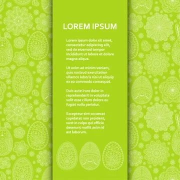 Flat poster or banner template with beautiful ornamental Easter eggs and flowers 스톡 일러스트