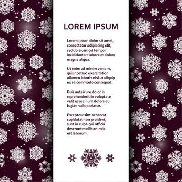 Flat poster or banner template with hand drawn snowflakes Stock Illustration