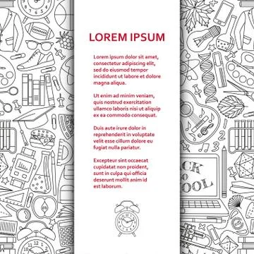 Flat poster or banner template with school patterns Stock Illustration