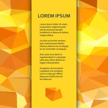 Flat poster or banner template with triangular yellow pieces Stock Illustration