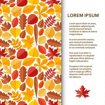 Flat poster or banner template with autumn leaves Stock Illustration