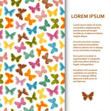 Flat poster or banner template with butterflies Stock Illustration
