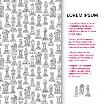 Flat poster or banner template with beautiful ornamental chess pieces Stock Illustration