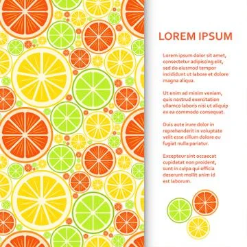 Flat poster or banner template with citrus fruits Stock Illustration