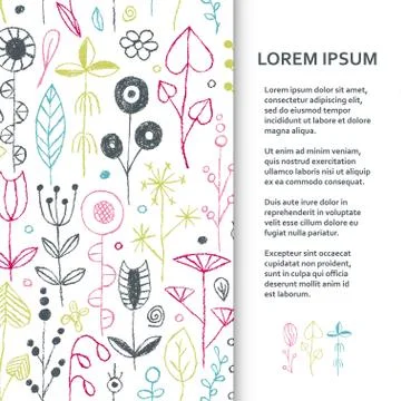 Flat poster or banner template with wax crayon drawing Stock Illustration