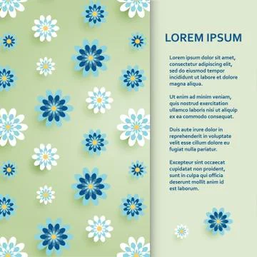 Flat poster or banner template with chamomile daisy flowers Stock Illustration