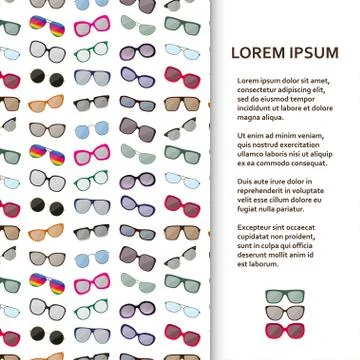 Flat poster or banner template with eyeglasses Stock Illustration