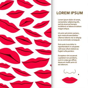 Flat poster or banner template with lips Stock Illustration