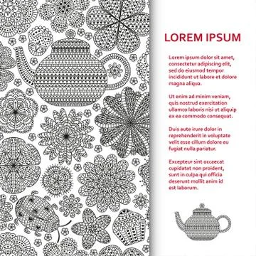 Flat poster or banner template with beautiful ornaments Illustrazione stock