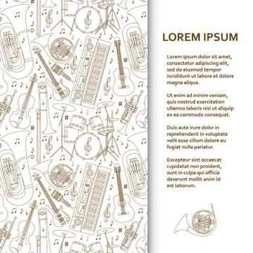 Flat poster or banner template with musical instruments Stock Illustration