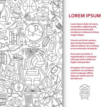Flat poster or banner template with school patterns Stockillustratie