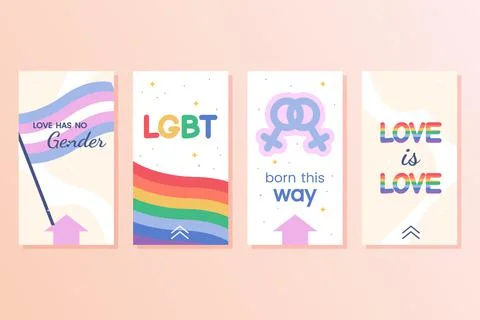 Flat poster set with LGBT rainbow and transgender flags Illustrazione stock